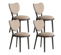 OZSSLJJ Set di 4 sedie da pranzo semplici in legno massello, schienale a forma di cuore + cuscino in pelle, adatto for la camera da letto del bar(Black+dark Khaki,4)