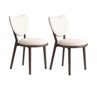 OZSSLJJ Set di 4 sedie da pranzo semplici in legno massello, schienale a forma di cuore + cuscino in pelle, adatto for la camera da letto del bar(Dark Walnut+white,2)