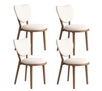 OZSSLJJ Set di 4 sedie da pranzo semplici in legno massello, schienale a forma di cuore + cuscino in pelle, adatto for la camera da letto del bar(Light Walnut+white,4)