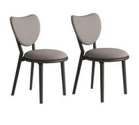 OZSSLJJ Set di 4 sedie da pranzo semplici in legno massello, schienale a forma di cuore + cuscino in pelle, adatto for la camera da letto del bar(Black+dark Grey,2)