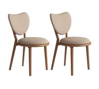 OZSSLJJ Set di 4 sedie da pranzo semplici in legno massello, schienale a forma di cuore + cuscino in pelle, adatto for la camera da letto del bar(Light Walnut+dark Khaki,2)