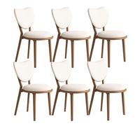 OZSSLJJ Set di 4 sedie da pranzo semplici in legno massello, schienale a forma di cuore + cuscino in pelle, adatto for la camera da letto del bar(Light Walnut+white,6)