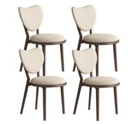 OZSSLJJ Set di 4 sedie da pranzo semplici in legno massello, schienale a forma di cuore + cuscino in pelle, adatto for la camera da letto del bar(Dark Walnut+light Khaki,4)