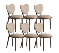 OZSSLJJ Set di 4 sedie da pranzo semplici in legno massello, schienale a forma di cuore + cuscino in pelle, adatto for la camera da letto del bar(Dark Walnut+dark Khaki,6)