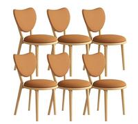 OZSSLJJ Set di 4 sedie da pranzo semplici in legno massello, schienale a forma di cuore + cuscino in pelle, adatto for la camera da letto del bar(Log+orange,6)