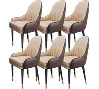 OZSSLJJ Set di 6 moderni in pelle microfibra, cucina, camera da letto, camera da letto, balcone, divano, sedia, tavolo da toeletta, sedia cosmetica(Coffee+khaki)