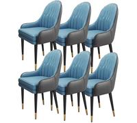 OZSSLJJ Set di 6 moderni in pelle microfibra, cucina, camera da letto, camera da letto, balcone, divano, sedia, tavolo da toeletta, sedia cosmetica(Cement Grey+lake Blue)