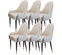 OZSSLJJ Set di 6 moderni in pelle microfibra, cucina, camera da letto, camera da letto, balcone, divano, sedia, tavolo da toeletta, sedia cosmetica(Light Grey+beige)