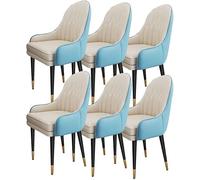 OZSSLJJ Set di 6 moderni in pelle microfibra, cucina, camera da letto, camera da letto, balcone, divano, sedia, tavolo da toeletta, sedia cosmetica(Lake Blue+beige)