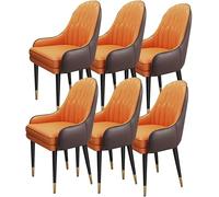 OZSSLJJ Set di 6 moderni in pelle microfibra, cucina, camera da letto, camera da letto, balcone, divano, sedia, tavolo da toeletta, sedia cosmetica(Coffee+orange)