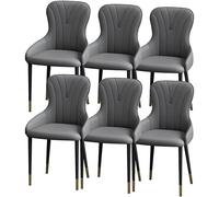 OZSSLJJ Set di 6 sedie da cucina e soggiorno in pelle nappa con gambe in metallo, adatte for la casa, il lavoro e il ristorante(Dark Grey)