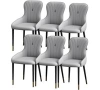 OZSSLJJ Set di 6 sedie da cucina e soggiorno in pelle nappa con gambe in metallo, adatte for la casa, il lavoro e il ristorante(Light Grey)