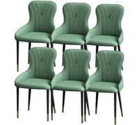 OZSSLJJ Set di 6 sedie da cucina e soggiorno in pelle nappa con gambe in metallo, adatte for la casa, il lavoro e il ristorante(Green)