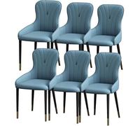 OZSSLJJ Set di 6 sedie da cucina e soggiorno in pelle nappa con gambe in metallo, adatte for la casa, il lavoro e il ristorante(Light Blue)