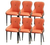 OZSSLJJ Set di 6 sedie da cucina e soggiorno in pelle nappa con gambe in metallo, adatte for la casa, il lavoro e il ristorante(Orange+coffee)