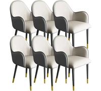 OZSSLJJ Set di 6 sedie ergonomiche con braccioli e schienale in similpelle e gambe in metallo(Light Grey+dark Grey,Gold feet)