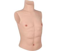 OZSSLJJ Tuta Muscolare realistica in Silicone Mezzo Corpo Petto Morbido modellatore Maschile Pelle di Simulazione più Forte for Costume di Halloween(Color 3)
