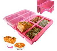 Ozwen Confezione da 2/1 tazza extra large in silicone per zuppe freezer con coperchio, per preparare i pasti con contenitore per zuppe, congelatore, alimenti per bambini, stampi per salse, brodo