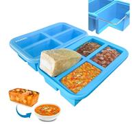 Ozwen Set di 2 vassoi per congelamento extra large in silicone con coperchio, preparazione dei pasti con cena, congelatore, alimenti per bambini e stampi per salsa, brodo e avanzi