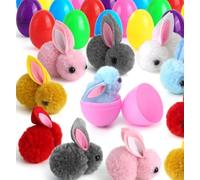 OZXVXZO 24 Pezzi Pasqua Coniglietto di Peluche, Uova di Pasqua da per Bambini, Mini Coniglietto di Peluche Colorato, Conigliettos Pasquale Bomboniere per Feste, Regali Caccia alle Uova di Pasqua