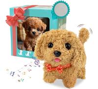 OZXVXZO Elettronico Cane Giocattolo che Cammina e Abbaia, Cagnolino che Abbaia e Cammina Giochi Bambini, Bambina Peluche Cane Realistico Animali Giocattolo per Bambini