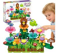 OZXVXZO Giocattolo da giardino fiorito per bambine di 3 - 6 anni, giocattolo Montessori, mattoncini da costruzione, giocattolo per motoria, idea regalo per ragazze e ragazzi (75 pezzi)