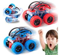 OZXVXZO Truck per Bambini, 2 Pezzi Cool Lights Macchinai Giocattolo per Bambini con Rotazione a 360 Gradi, Macchine Camion Giocattolo per Bambini Regalo