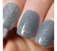 Ozzeal Smalto Semipermanente Glitter, Grigio Iridescente Glitterato Smalto Semipermanente Unghie Arcobaleno Estivo Gel Nail Polish Brillantezza Scintillante Smalto Gel Unghie 15ML