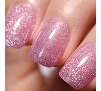 Ozzeal Smalto Semipermanente Glitter, Rosa Iridescente Glitterato Smalto Semipermanente Unghie Arcobaleno Estivo Gel Nail Polish Brillantezza Scintillante Smalto Gel Unghie 15ML