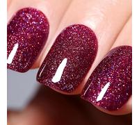 Ozzeal Smalto Semipermanente Glitter, Rosso Vino Iridescente Glitterato Smalto Semipermanente Unghie Arcobaleno Estivo Gel Nail Polish Brillantezza Scintillante Smalto Gel Unghie 15ML
