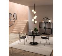 Ozzio Tavolo da pranzo allungabile Eclipse art. T310 con struttura in metallo e piano a scelta da Ø120 cm - Con allunghe int