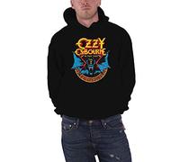 Ozzy Osbourne Felpa con Cappuccio Bat Circle Logo Nuovo Ufficiale Uomo Nero Size M