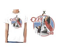 Ozzy Osbourne T Shirt Blizzard of Ozz 80S Logo Nuovo Ufficiale Uomo Bianca Size M