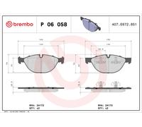P 06 058 BREMBO Kit pastiglie freno, Freno a disco per BMW