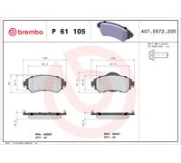 P 61 105 BREMBO Kit pastiglie freno, Freno a disco per CITROËN