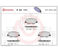 P 61 111 BREMBO Kit pastiglie freno, Freno a disco per CHANGAN,CITROËN,MAZDA,MAZ