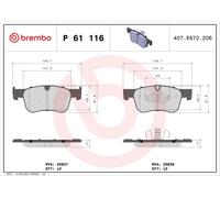 P 61 116 BREMBO Kit pastiglie freno, Freno a disco per CITROËN,FIAT,OPEL,PEUGEOT