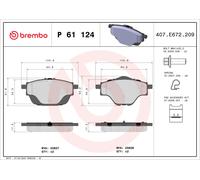 P 61 124 BREMBO Kit pastiglie freno, Freno a disco per CITROËN,CITROËN (DF-PSA),