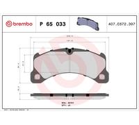 P 65 033 BREMBO Kit pastiglie freno, Freno a disco per PORSCHE