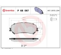 P 68 067 BREMBO Kit pastiglie freno, Freno a disco per RENAULT