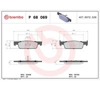 P 68 069 BREMBO Kit pastiglie freno, Freno a disco per DACIA,RENAULT