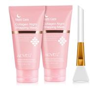 P-Beauty - 2 mascherine per il viso durante la notte, con pennello da 75 ml, con effetto lifting e riduzione delle rughe, maschera al collagene esfoliante con acido ialuronico niacinamide e ceramidi