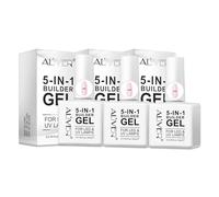 P-Beauty 5 in 1 gel per la ricostruzione delle unghie, gel rinforzante per unghie, gel UV LED, base per unghie, unghie in gel, nail art, rinforzante e allungamento duraturo, rosa 3 x 15 ml