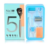 P-Beauty - Dermaroller 5 in 1, 0,5 mm, con aghi in titanio, rullo professionale per viso, corpo e capelli, per rughe, cicatrici, cellulite, crescita dei capelli, anti-invecchiamento e bagliore