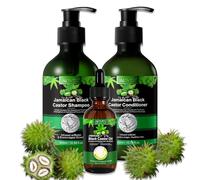 P-Beauty Rizinus - Set di 3 oli di ricino, shampoo e balsamo con biotina, per la cura dei capelli, per la cura del cuoio capelluto, shampoo, balsamo e olio per capelli contro la caduta dei capelli,