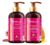 P-Beauty - Set di shampoo e balsamo per ricci con pomegranate e miele, senza solfati, idratante, anti-crespa, per capelli sani, lucidi, cura dei capelli, 355 ml