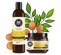 P-Beauty, set di shampoo e maschera per capelli naturali Marula, biologico e vegano, shampoo per capelli per riparazioni intensive, umidità e lucentezza, per capelli secchi e danneggiati, senza