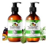 P-BEAUTY Set di shampoo per capelli 3 in 1, balsamo nutriente per capelli sani e lucenti, densità dei capelli e salute dei capelli, con rosmarino, ricino nero e olio di Batana, balsamo e shampoo