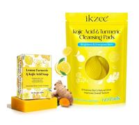 P-Beauty - Set per la pulizia del viso di curcuma, sapone per il viso e tamponi detergenti con acido cojico ed estratto di limone, lenisce, leviga e pulisce la pelle, cura della pelle, cura del viso
