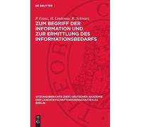 P Franz H Linde Zum Begriff Der Information Und Zur Ermittlun (Copertina rigida)